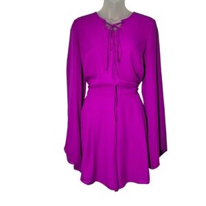 Gianni Bini XL Magenta Statement Sleeves Lightweight Romper Romantic Festival
